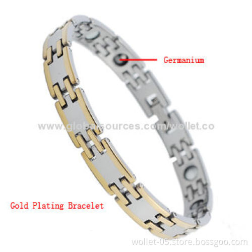 Germanium Tungsten Bracelet with IP Gold Plating, CZ Stone, Simple and Fashionable